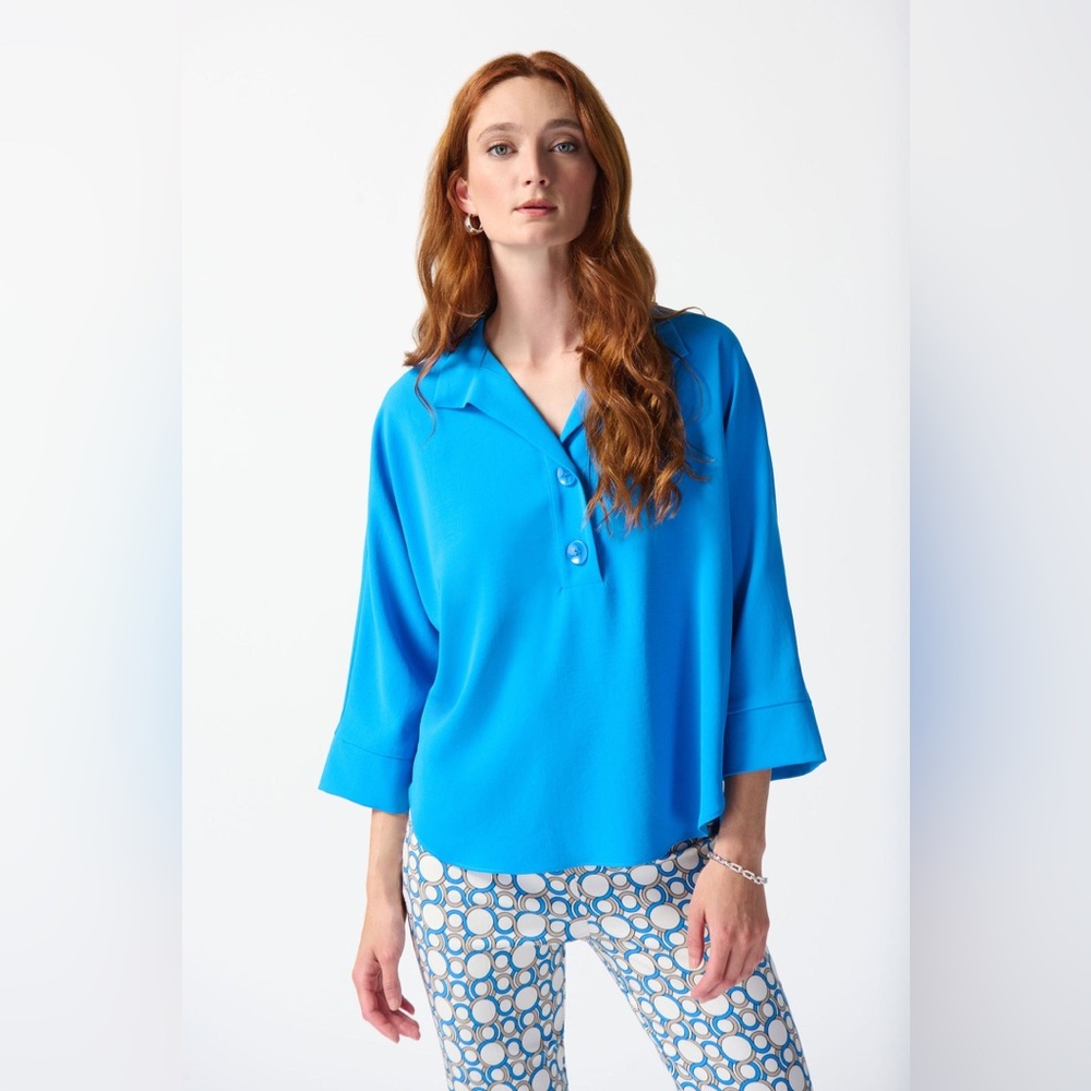 Joseph Ribkoff French Blue Doleman Top - Picture 5 of 9